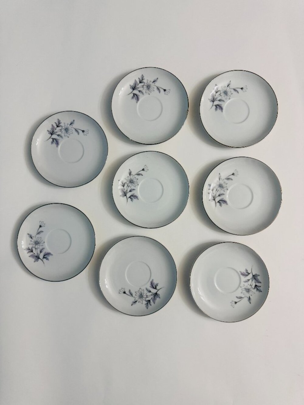 Vintage Set of 8 Crown Jewel Porcelain Tea Cup Saucers ONLY Floral Pattern